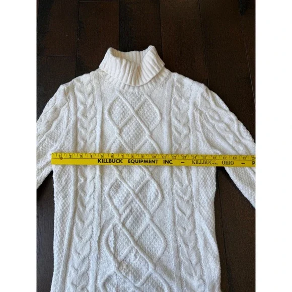 Abercrombie & Fitch Womens Cream Cable Knit Turtleneck Sweater XS White Cotton - Picture 9 of 9